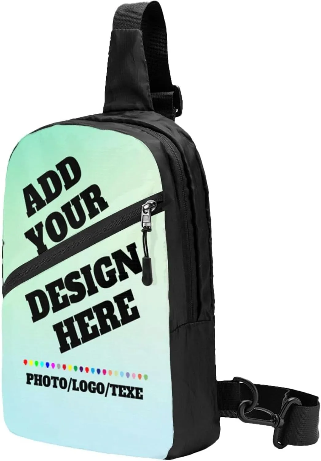 Generic Custom Sling Bag - Unisex-Adult, Adults, Travelers, Personalization Enthusiasts - Multicolor, One Size - Polyester - Custom, Crossbody Bags - Autumn/Winter - Casual, Travel