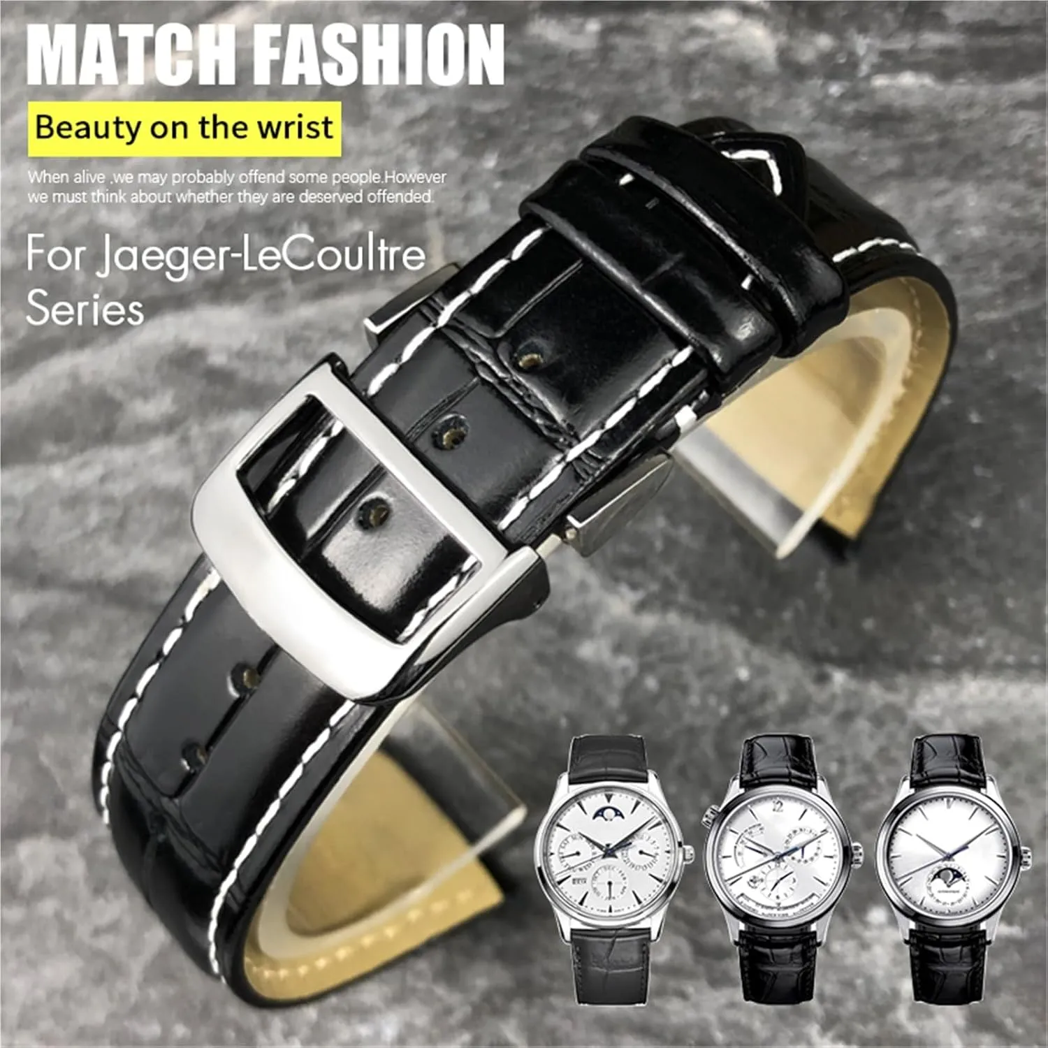 Genuine Leather 19mm 20mm 21mm 22mm Watchband For Jaeger LeCoultre Master Moonphase Black Blue Brown Green Cowhide Watch Strap