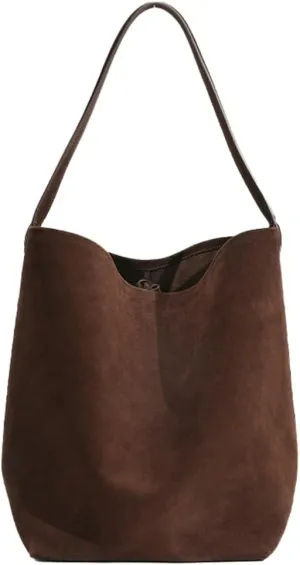 Genuine Leather Bucket Shoulder Bags for Women Ladies Large Tote Purse Handbags Soft Suede Working Satchel
