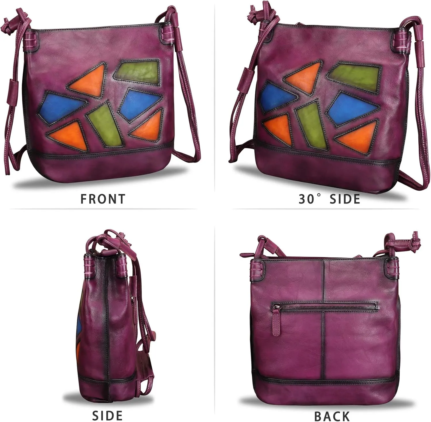 Genuine Leather Crossbody Purses for Women Satchel Purses Vintage Handmade Shoulder Bag Cowhide Handbags