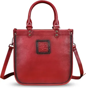 Genuine Leather Handbags for Women Vintage Real Leather Fashion Tote Bag Shoulder Bag Crossbody Bag Satchel Purse