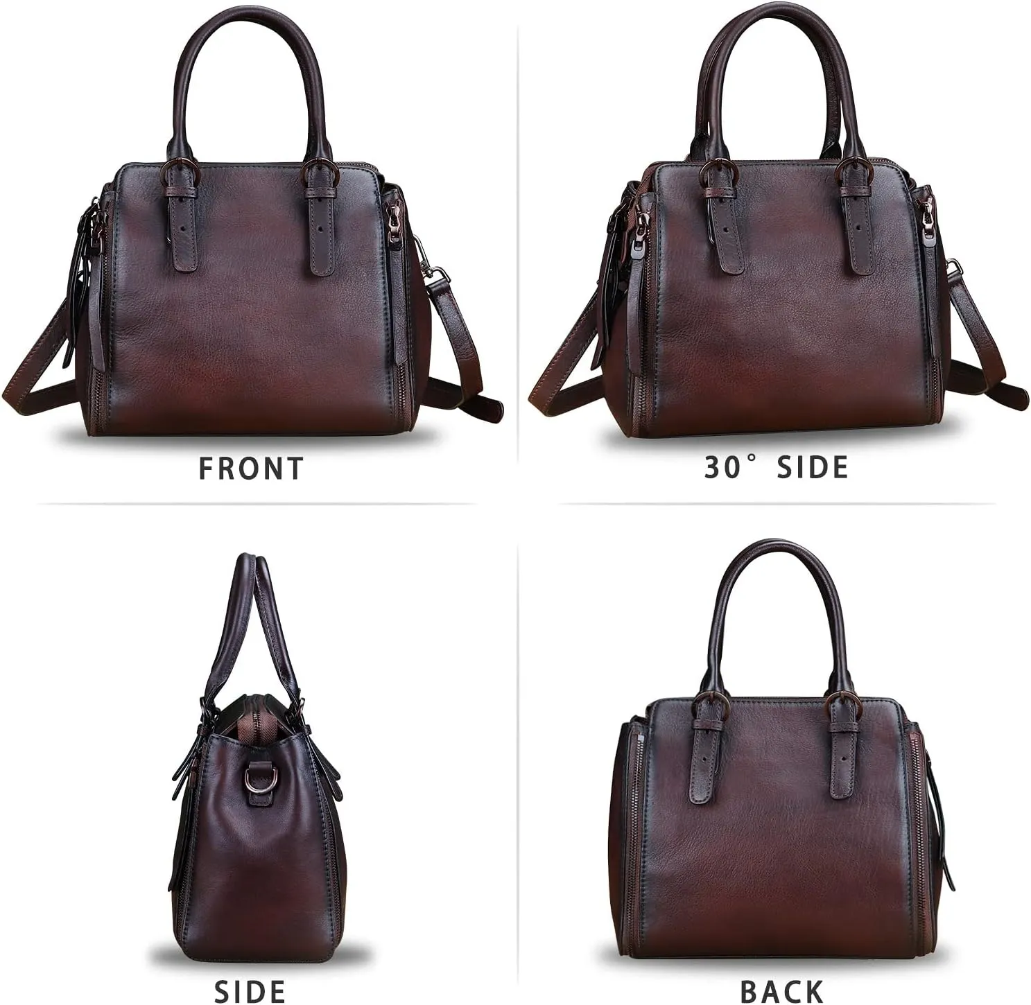 Genuine Leather Handbags Satchel for Women Purse Vintage Handmade Top-Handle Handbag Crossbody Shoulder Bag