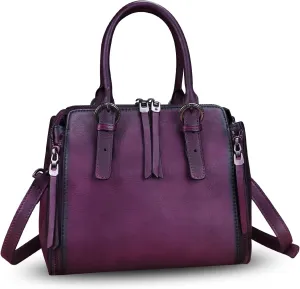 Genuine Leather Handbags Satchel for Women Purse Vintage Handmade Top-Handle Handbag Crossbody Shoulder Bag