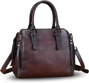 Genuine Leather Handbags Satchel for Women Purse Vintage Handmade Top-Handle Handbag Crossbody Shoulder Bag