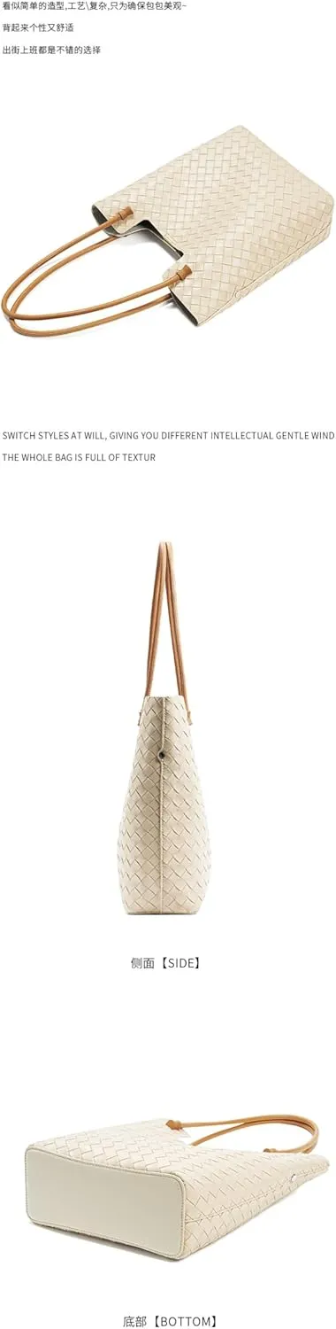 Genuine Leather Large Capacity Women's Handbags, Designer weaved Tote Bag, Fashion Simplicity, Durable & Stylish