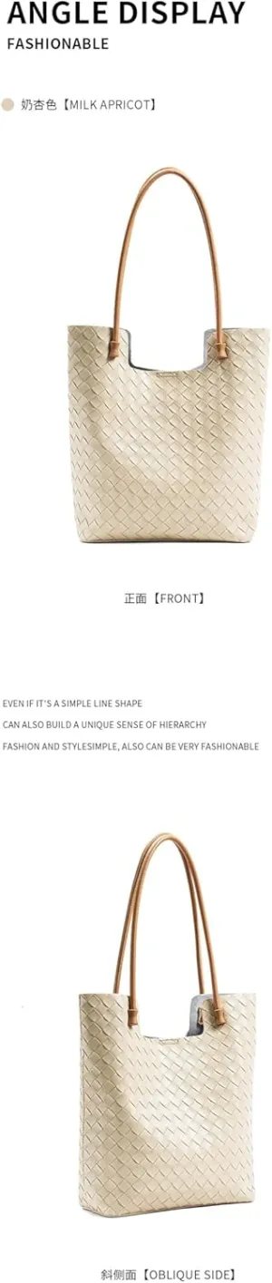 Genuine Leather Large Capacity Women's Handbags, Designer weaved Tote Bag, Fashion Simplicity, Durable & Stylish