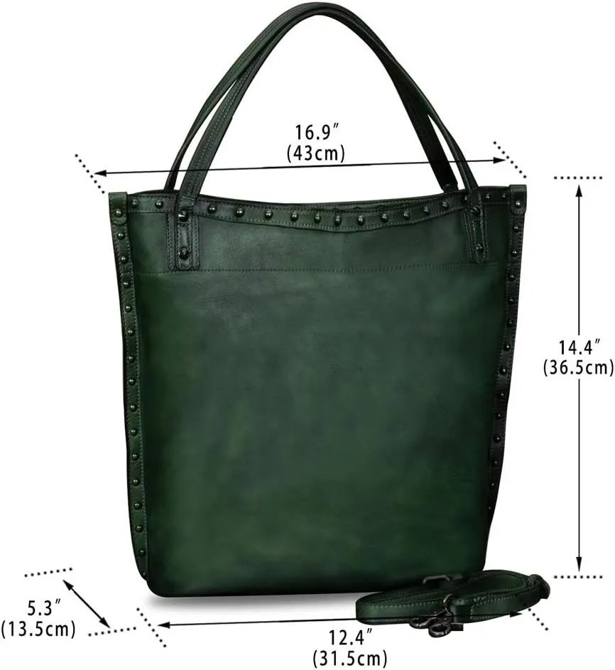 Genuine Leather Large Shoulder Bag Tote Bag for Women Vintage Real Leather Purses and Handbags Satchel Crossbody Bag