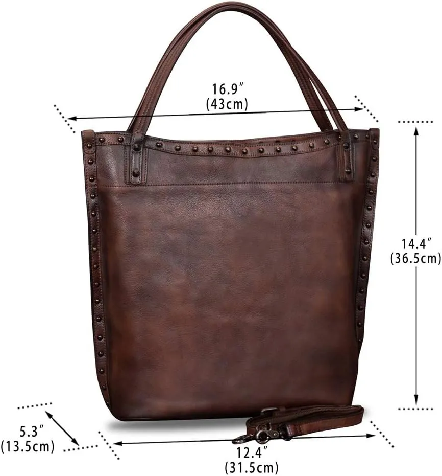 Genuine Leather Large Shoulder Bag Tote Bag for Women Vintage Real Leather Purses and Handbags Satchel Crossbody Bag