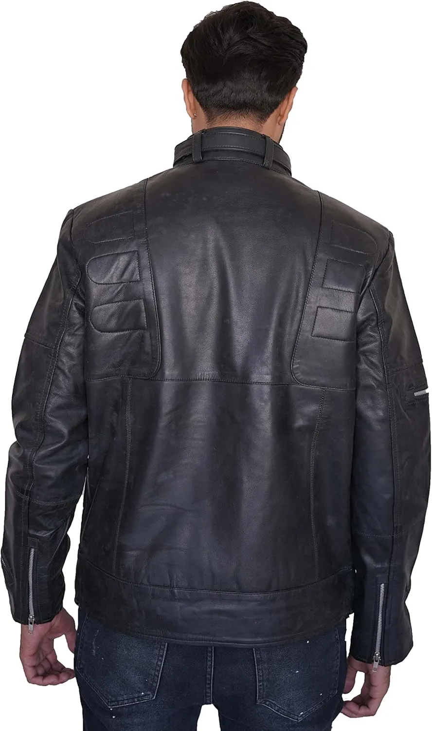 Genuine Leather Men,s Motorcycle Jacket-Black Aviator Leather Jacket-bomber leather jacket