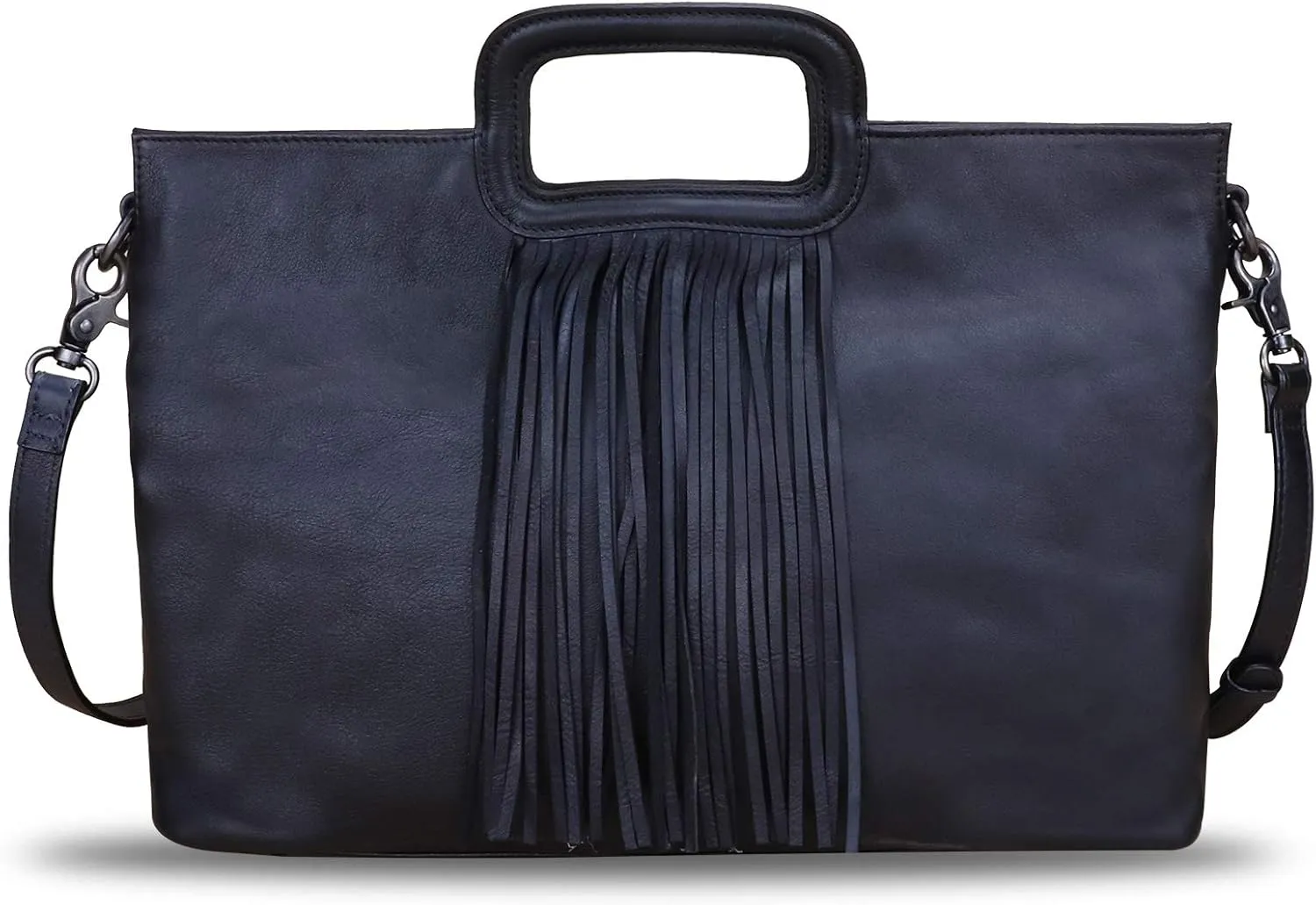 Genuine Leather Purses and Handbags for Women Handmade Tassel Bag Top Handle Vintage Leather Shoulder Bag Satchel Purse