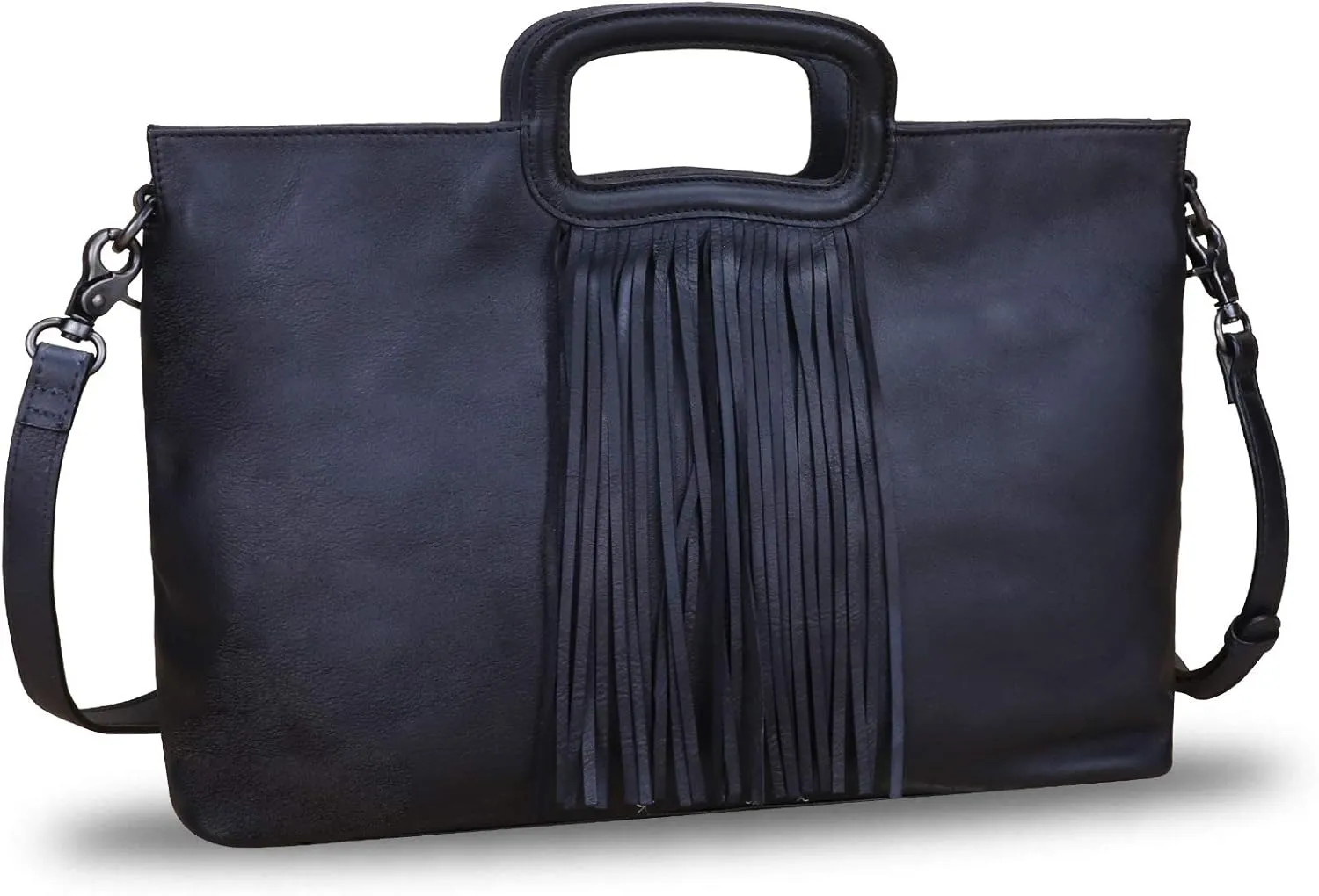 Genuine Leather Purses and Handbags for Women Handmade Tassel Bag Top Handle Vintage Leather Shoulder Bag Satchel Purse