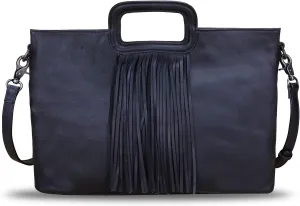 Genuine Leather Purses and Handbags for Women Handmade Tassel Bag Top Handle Vintage Leather Shoulder Bag Satchel Purse