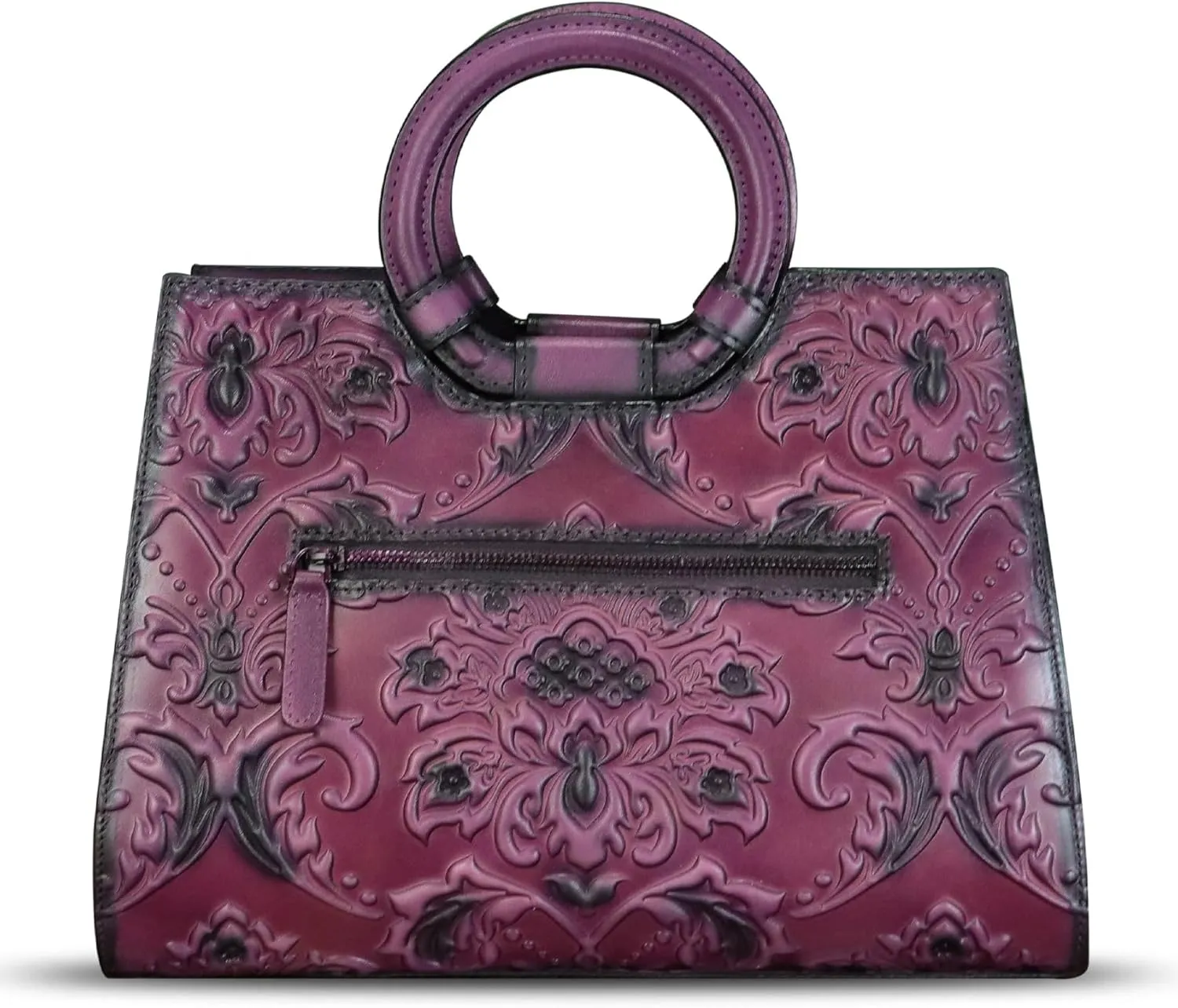 Genuine Leather Purses and Handbags for Women Vintage Embossed Leather Crossbody Shoulder Bag Satchel Top Handle Bag