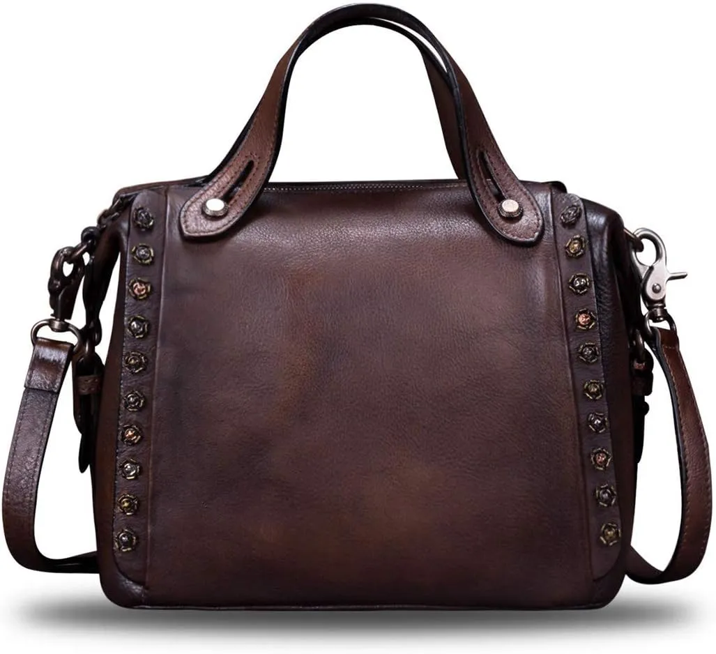 Genuine Leather Purses and Handbags for Women Vintage Handmade Fashion Leather Shoulder Bag Crossbody Satchel with Strap