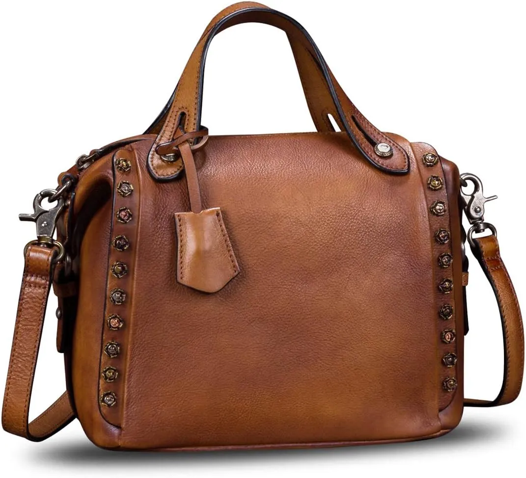 Genuine Leather Purses and Handbags for Women Vintage Handmade Fashion Leather Shoulder Bag Crossbody Satchel with Strap