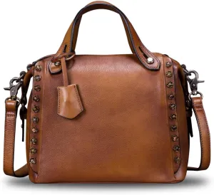 Genuine Leather Purses and Handbags for Women Vintage Handmade Fashion Leather Shoulder Bag Crossbody Satchel with Strap