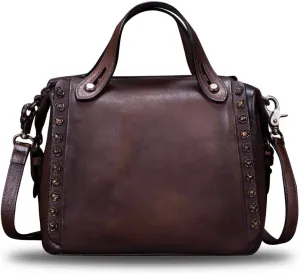 Genuine Leather Purses and Handbags for Women Vintage Handmade Fashion Leather Shoulder Bag Crossbody Satchel with Strap