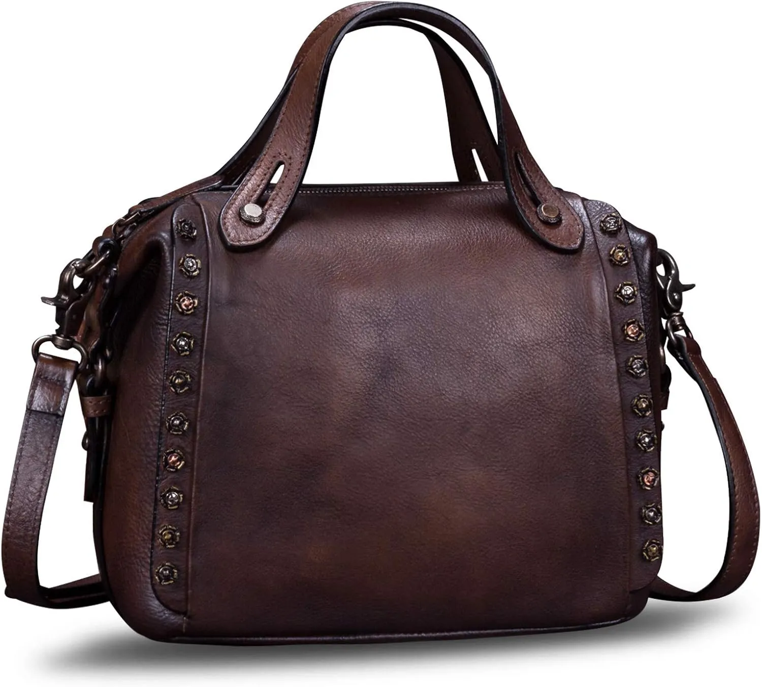 Genuine Leather Purses and Handbags for Women Vintage Handmade Fashion Leather Shoulder Bag Crossbody Satchel with Strap