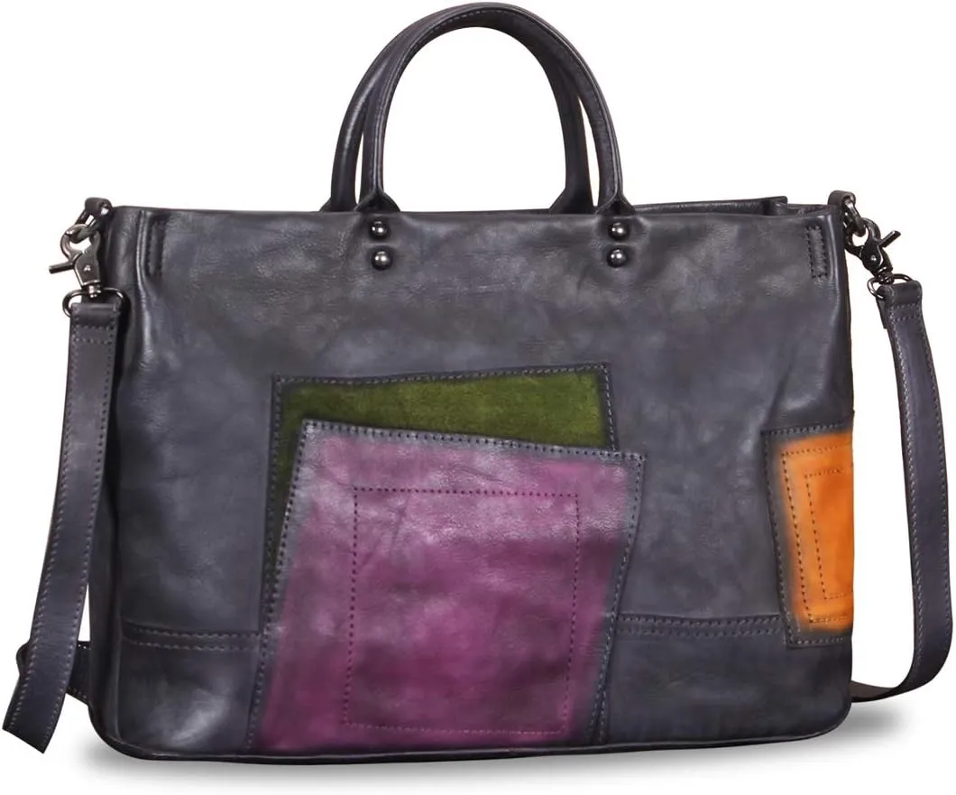 Genuine Leather Purses and Handbags for Women Vintage Handmade Leather Large Top Handle Bag Shoulder Bag Satchel