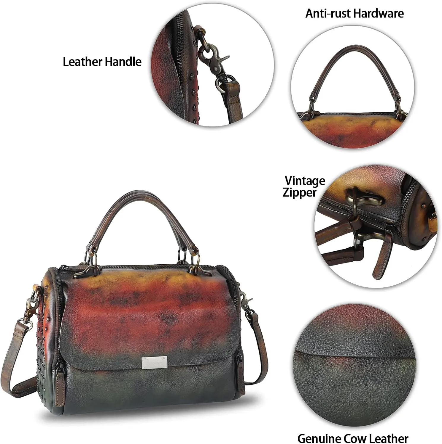 Genuine Leather Purses and Handbags for Women Vintage Handmade Leather Top Handle Shoulder Bag Crossbody Satchel Purse