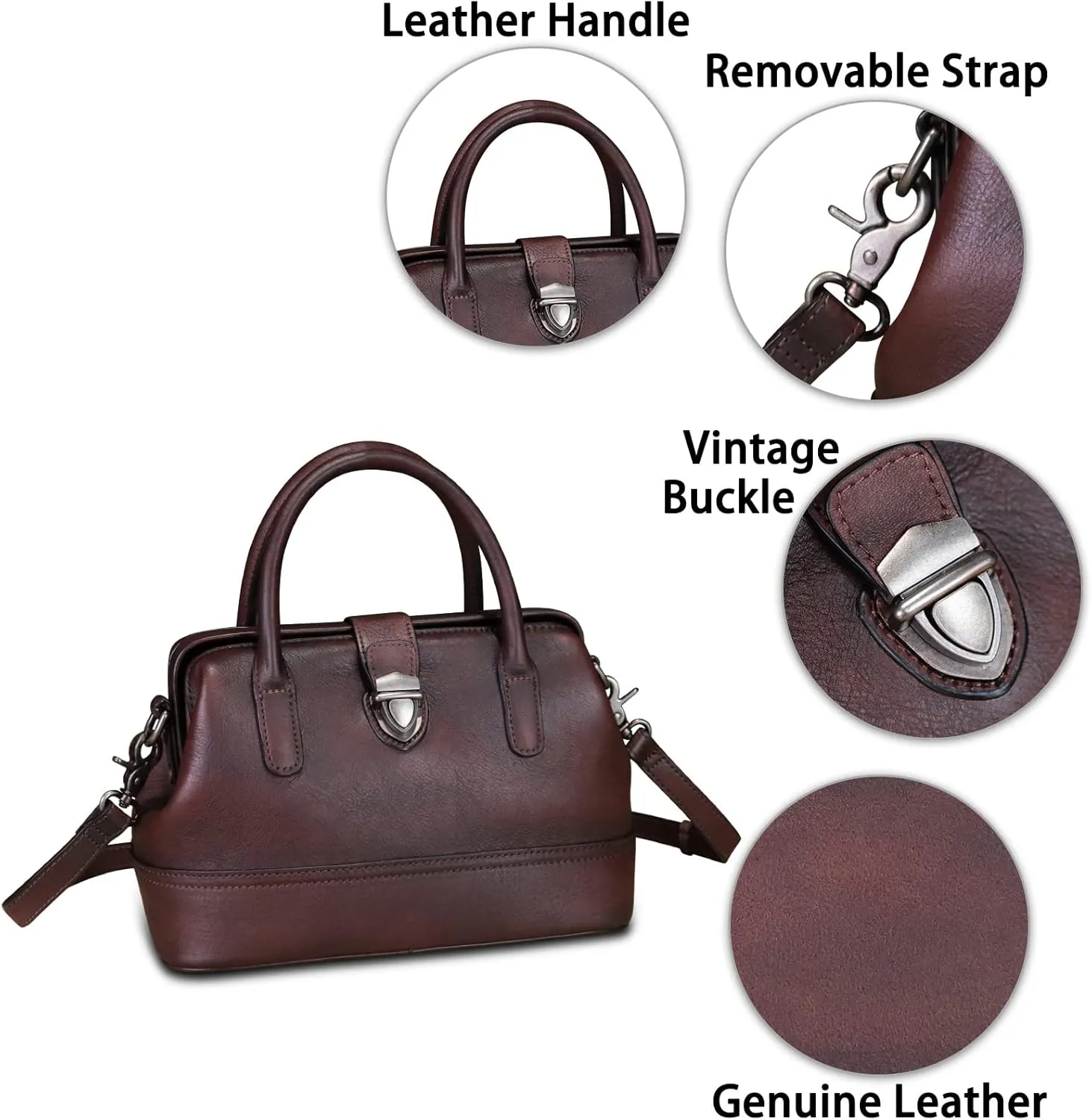 Genuine Leather Purses and Handbags for Women Vintage Handmade Real Leather Shoulder Bag Crossbody Satchel Purse with Strap