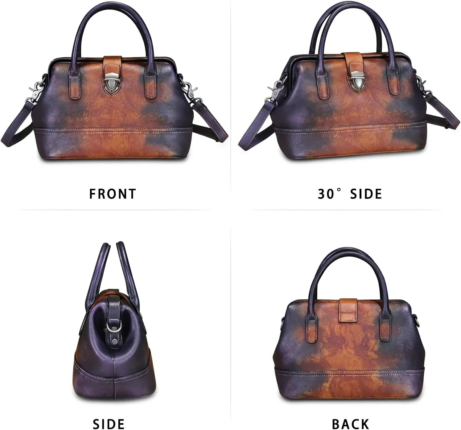 Genuine Leather Purses and Handbags for Women Vintage Handmade Real Leather Shoulder Bag Crossbody Satchel Purse with Strap