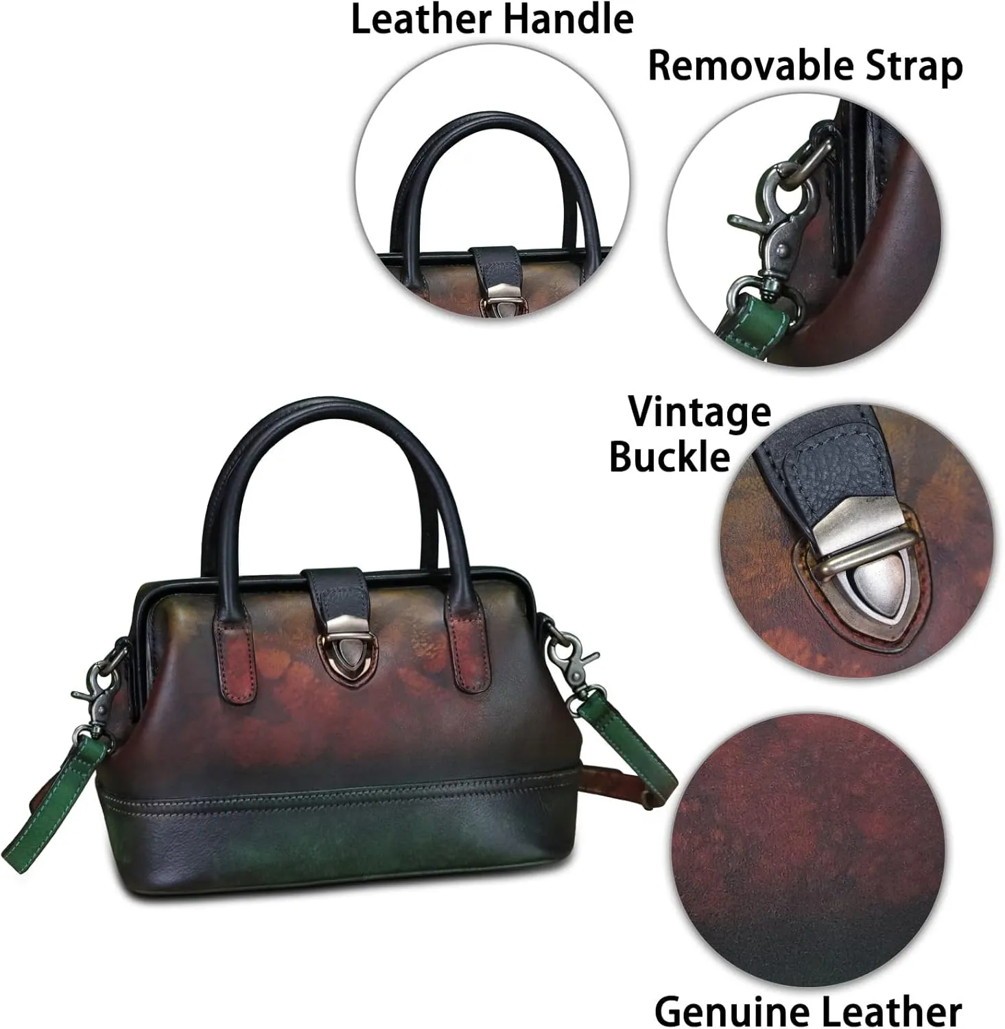 Genuine Leather Purses and Handbags for Women Vintage Handmade Real Leather Shoulder Bag Crossbody Satchel Purse with Strap