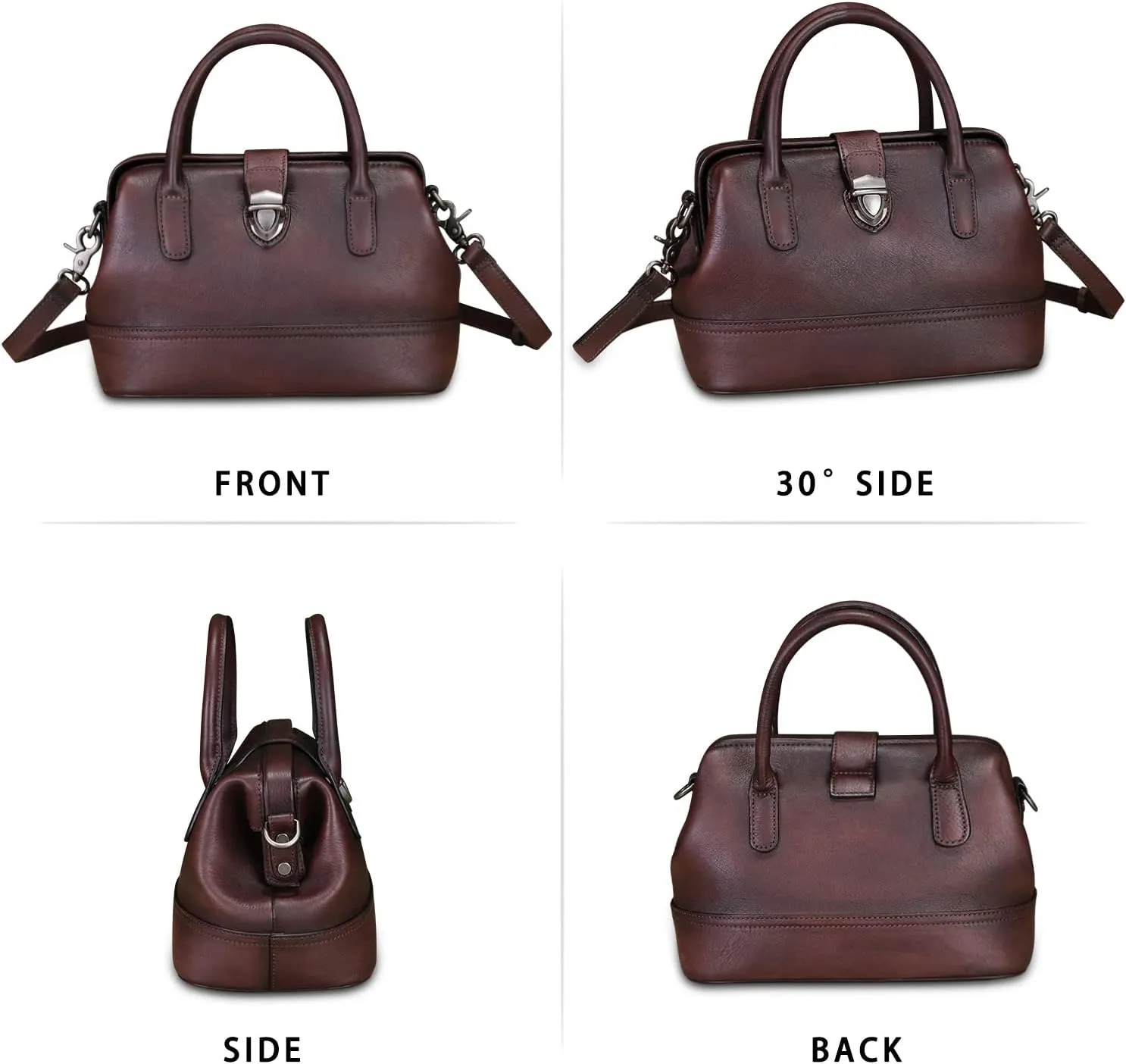 Genuine Leather Purses and Handbags for Women Vintage Handmade Real Leather Shoulder Bag Crossbody Satchel Purse with Strap