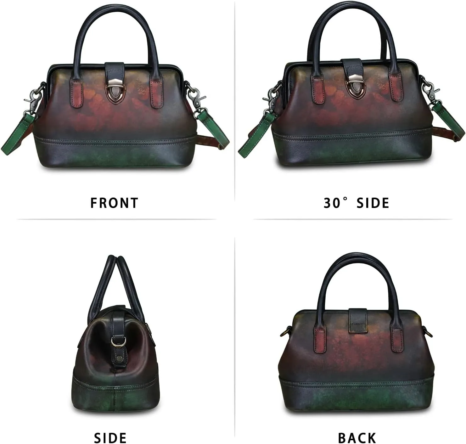 Genuine Leather Purses and Handbags for Women Vintage Handmade Real Leather Shoulder Bag Crossbody Satchel Purse with Strap