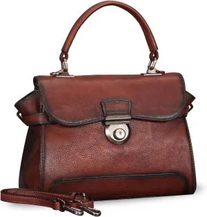 Genuine Leather Purses and Handbags for Women Vintage Real Leather Shoulder Bag Crossbody Purses Satchel Bag with Strap