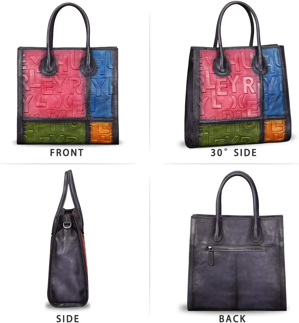 Genuine Leather Purses and Handbags for Women Vintage Real Leather Tote Bag Shoulder Bag Top Handle Satchel Purse