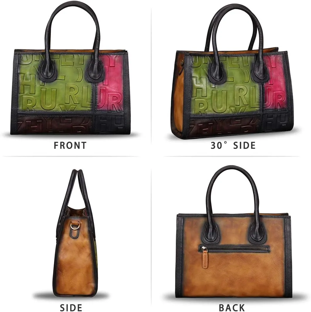 Genuine Leather Purses and Handbags for Women Vintage Real Leather Tote Bag Shoulder Bag Top Handle Satchel Purse