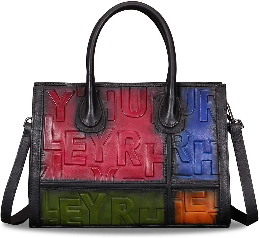 Genuine Leather Purses and Handbags for Women Vintage Real Leather Tote Bag Shoulder Bag Top Handle Satchel Purse