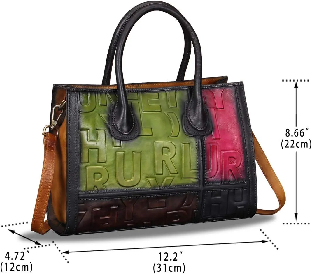 Genuine Leather Purses and Handbags for Women Vintage Real Leather Tote Bag Shoulder Bag Top Handle Satchel Purse