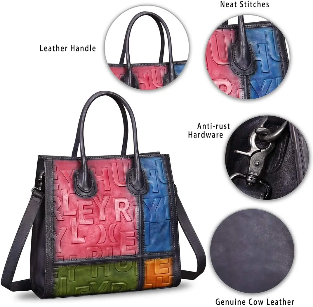 Genuine Leather Purses and Handbags for Women Vintage Real Leather Tote Bag Shoulder Bag Top Handle Satchel Purse