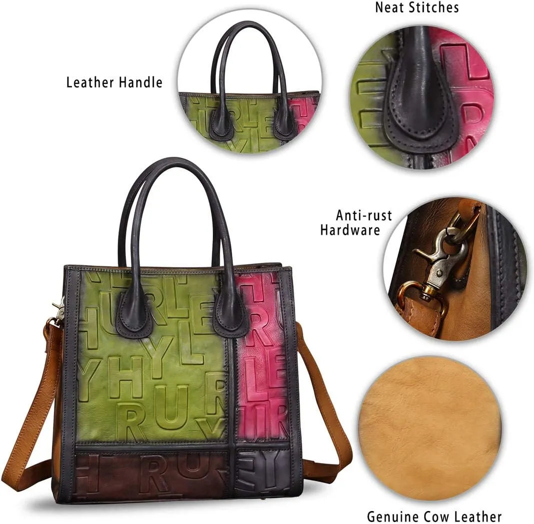 Genuine Leather Purses and Handbags for Women Vintage Real Leather Tote Bag Shoulder Bag Top Handle Satchel Purse