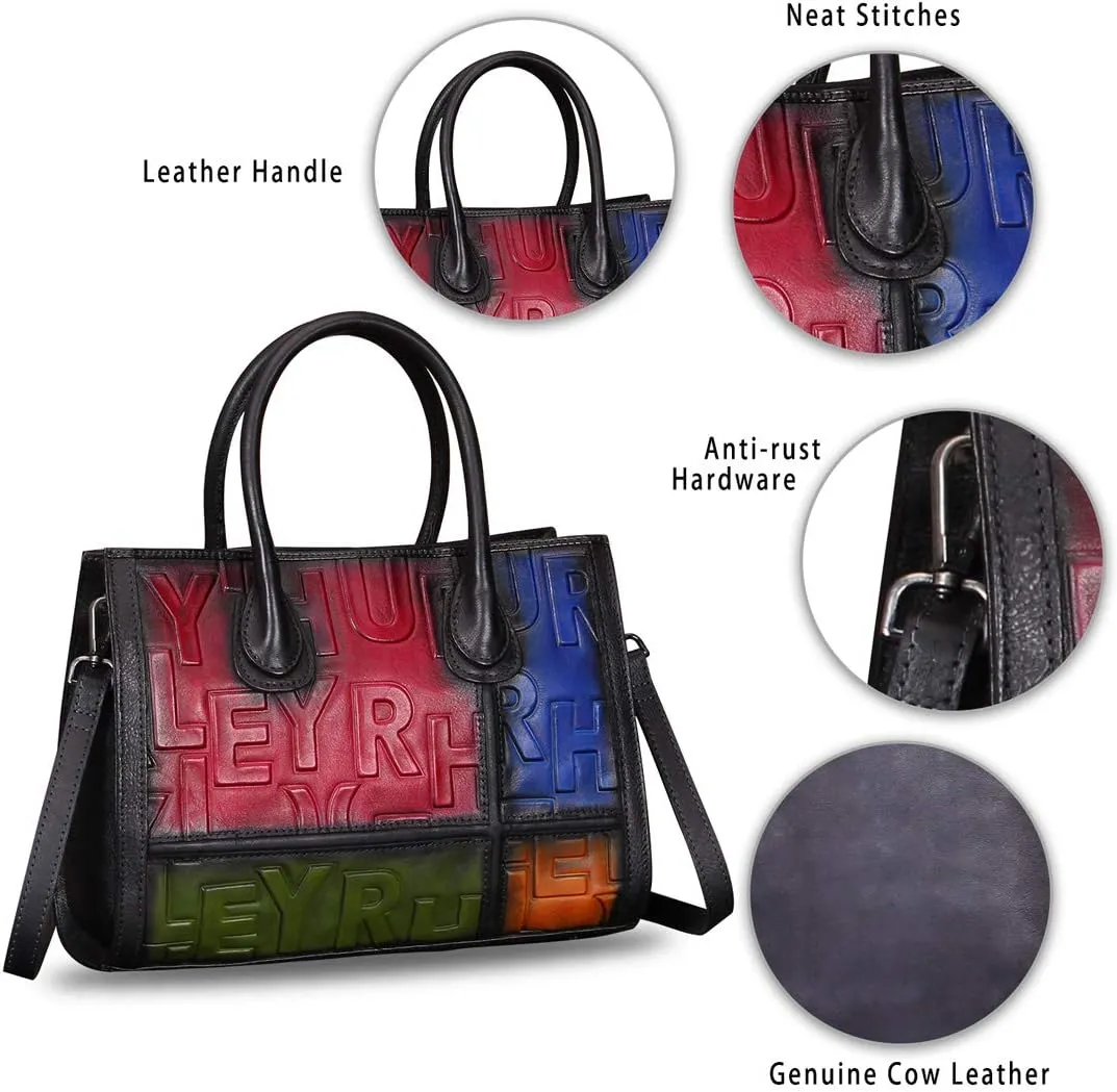 Genuine Leather Purses and Handbags for Women Vintage Real Leather Tote Bag Shoulder Bag Top Handle Satchel Purse