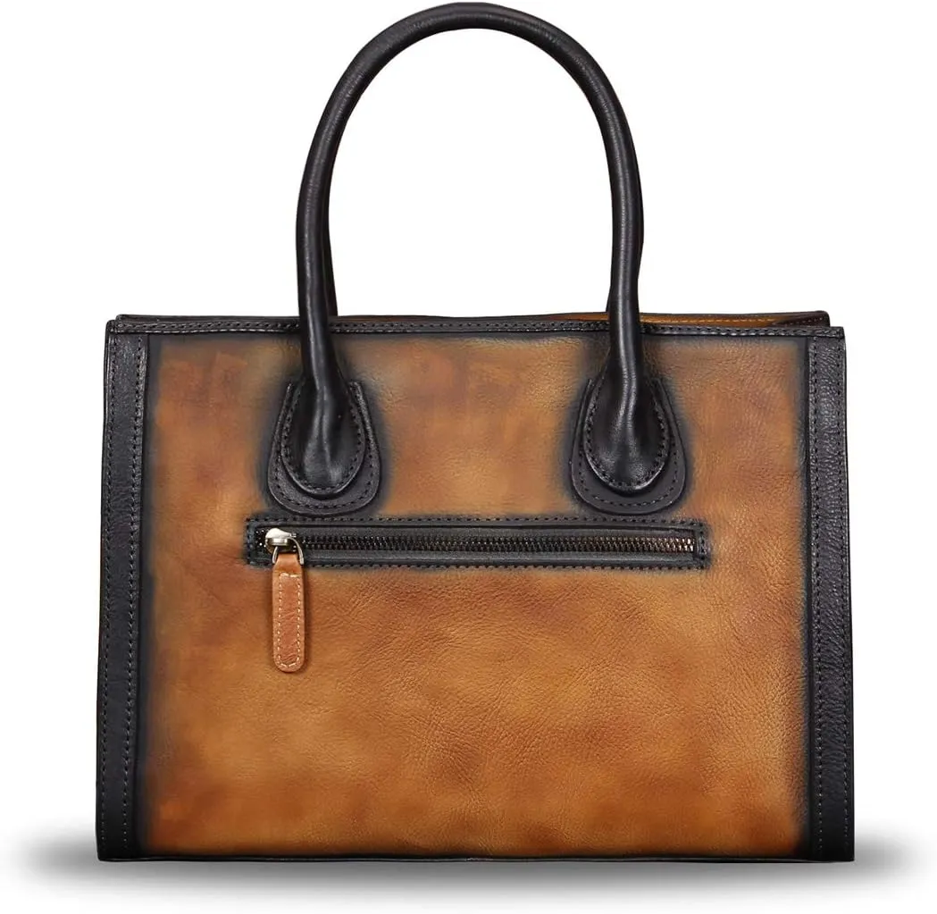 Genuine Leather Purses and Handbags for Women Vintage Real Leather Tote Bag Shoulder Bag Top Handle Satchel Purse