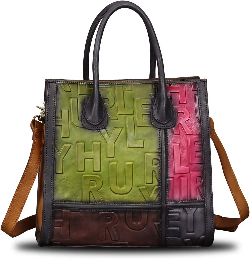 Genuine Leather Purses and Handbags for Women Vintage Real Leather Tote Bag Shoulder Bag Top Handle Satchel Purse