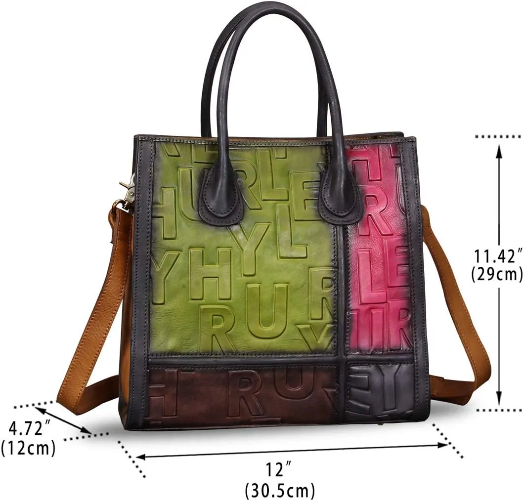 Genuine Leather Purses and Handbags for Women Vintage Real Leather Tote Bag Shoulder Bag Top Handle Satchel Purse