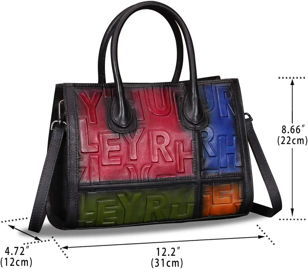 Genuine Leather Purses and Handbags for Women Vintage Real Leather Tote Bag Shoulder Bag Top Handle Satchel Purse
