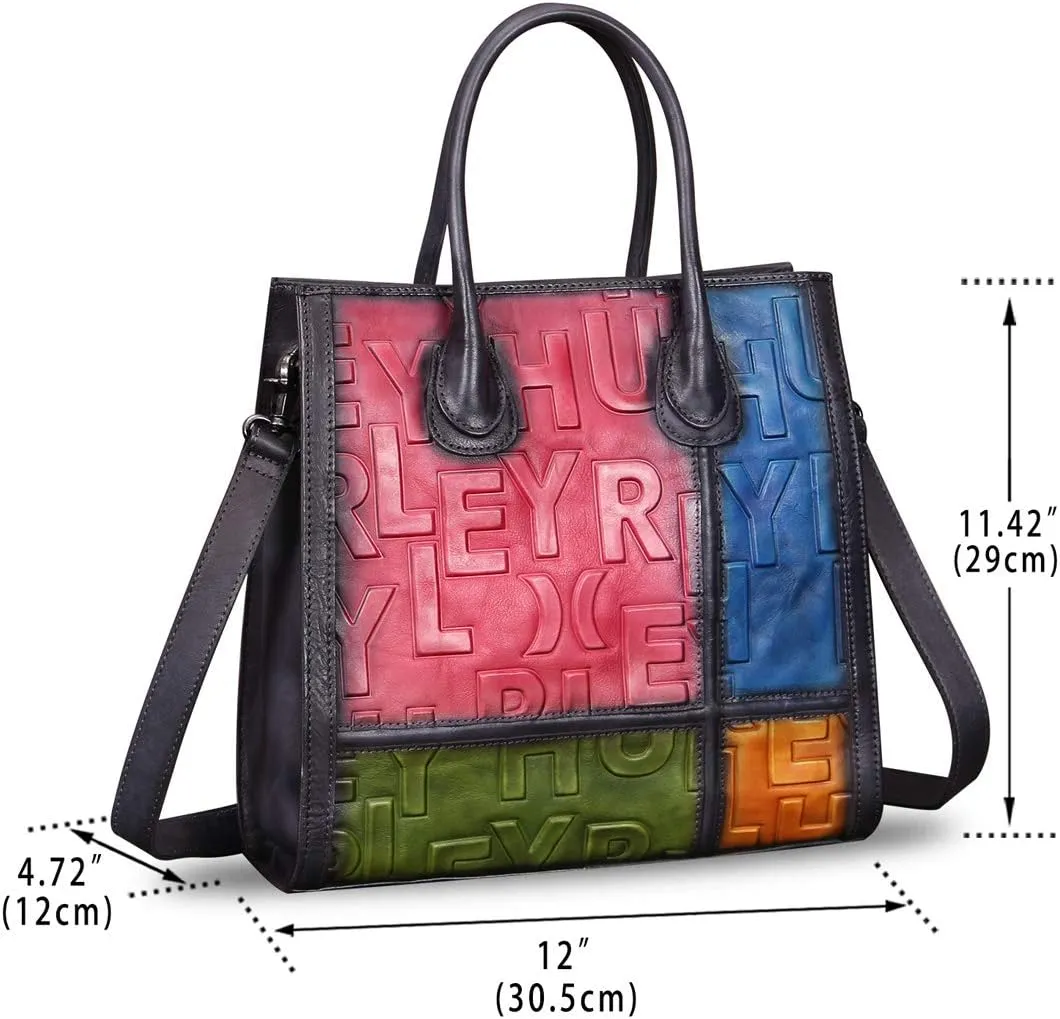 Genuine Leather Purses and Handbags for Women Vintage Real Leather Tote Bag Shoulder Bag Top Handle Satchel Purse