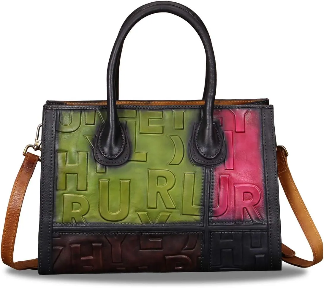 Genuine Leather Purses and Handbags for Women Vintage Real Leather Tote Bag Shoulder Bag Top Handle Satchel Purse