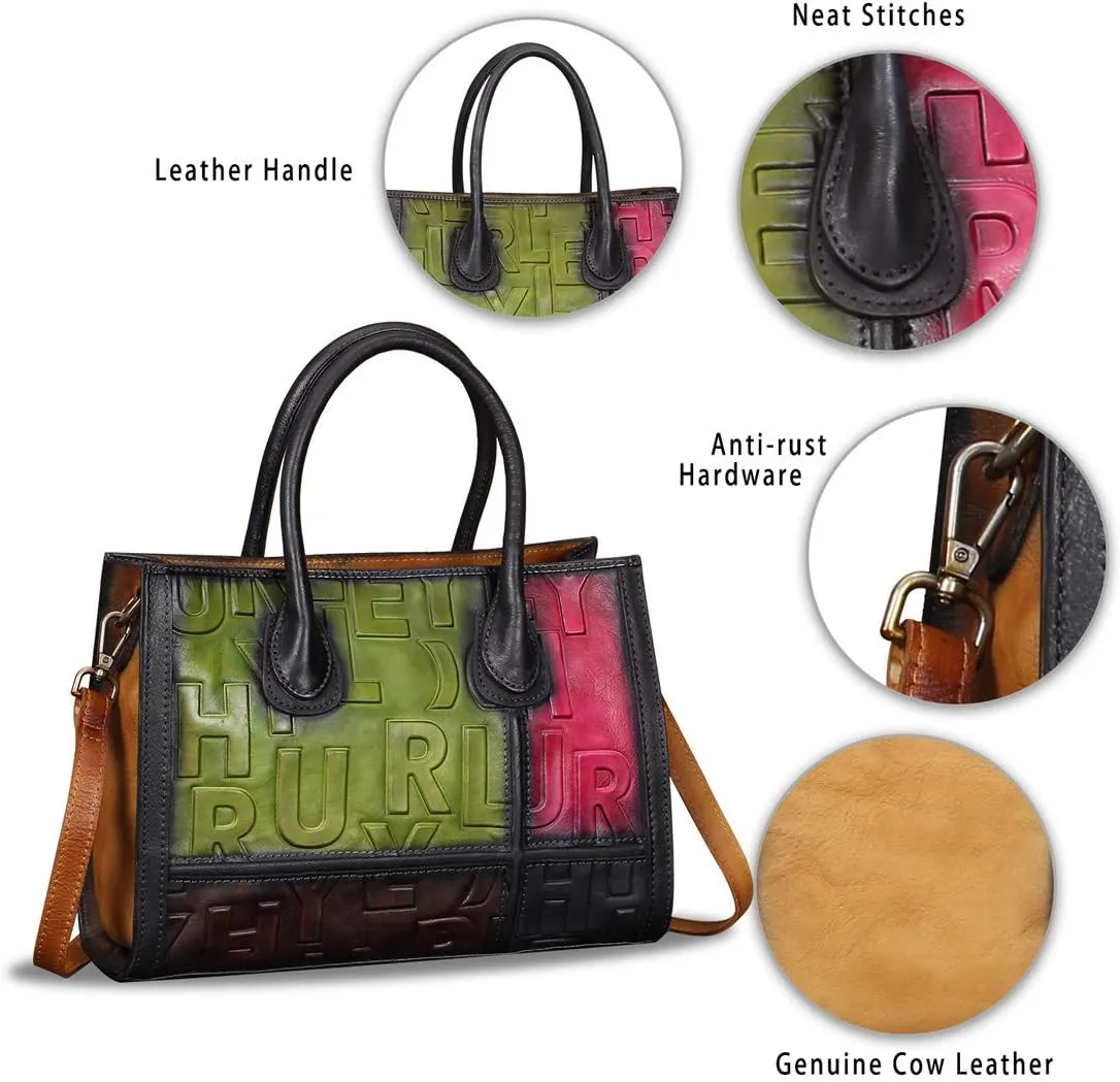 Genuine Leather Purses and Handbags for Women Vintage Real Leather Tote Bag Shoulder Bag Top Handle Satchel Purse