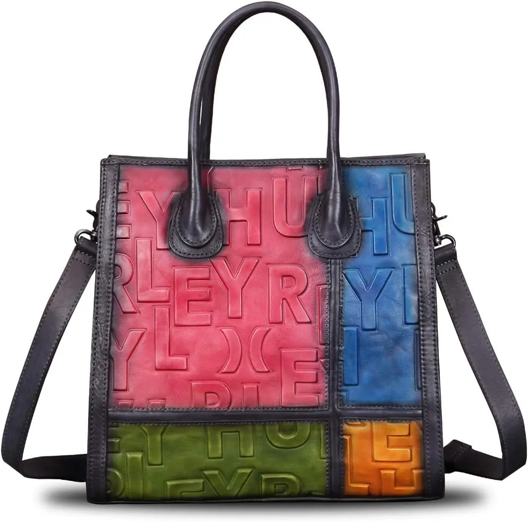 Genuine Leather Purses and Handbags for Women Vintage Real Leather Tote Bag Shoulder Bag Top Handle Satchel Purse