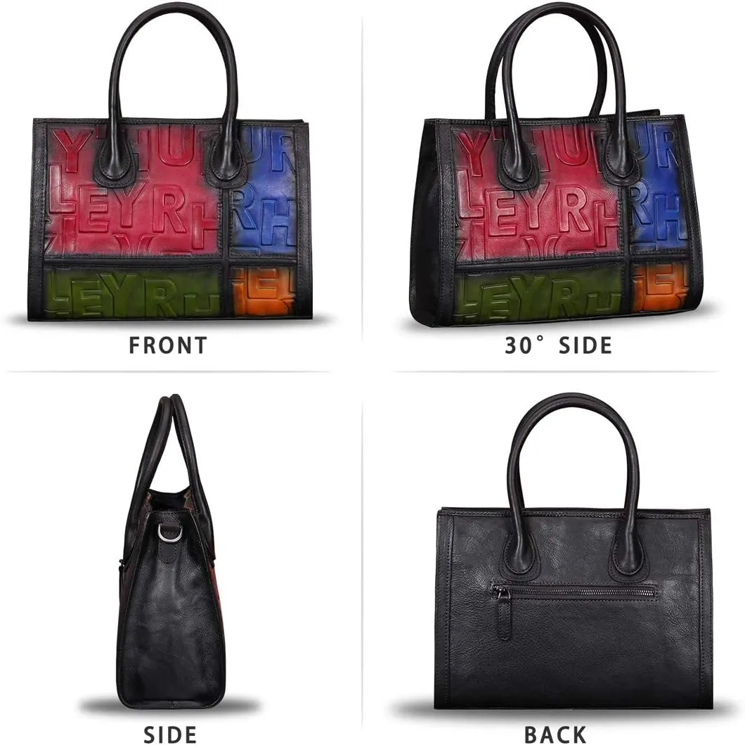Genuine Leather Purses and Handbags for Women Vintage Real Leather Tote Bag Shoulder Bag Top Handle Satchel Purse