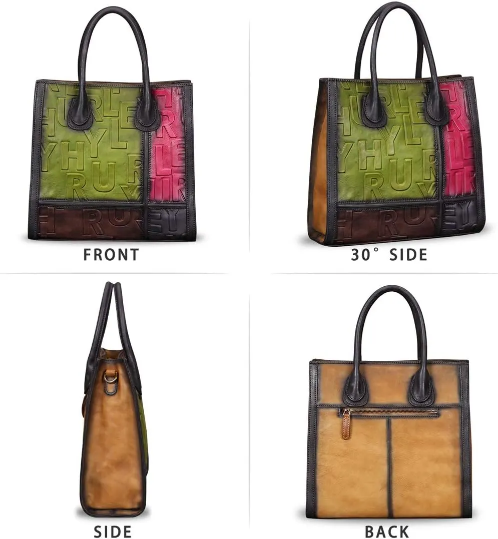 Genuine Leather Purses and Handbags for Women Vintage Real Leather Tote Bag Shoulder Bag Top Handle Satchel Purse