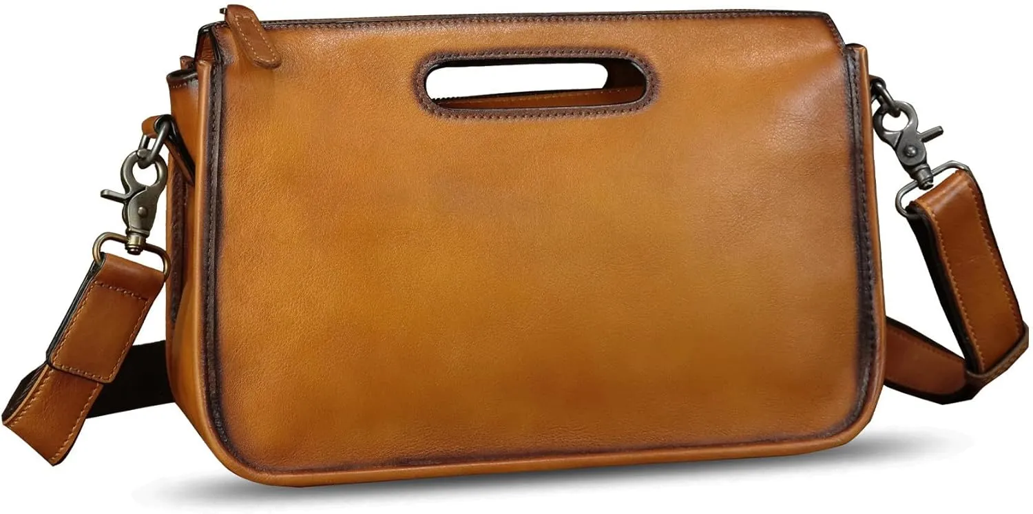 Genuine Leather Purses and Messenger Bag for Men Vintage Leather Briefcase Handbags Satchel Bags Shoulder Bag with Strap