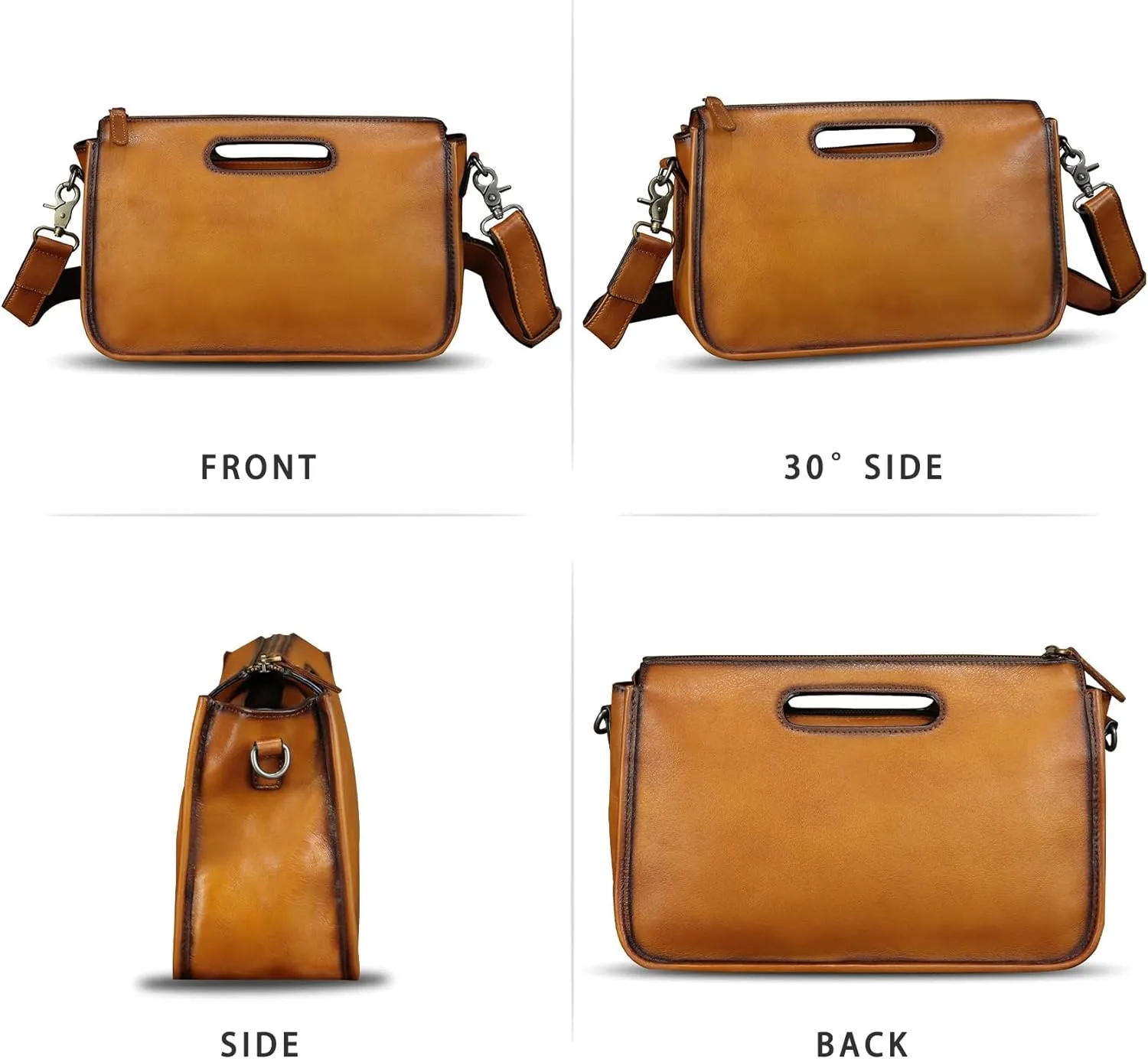 Genuine Leather Purses and Messenger Bag for Men Vintage Leather Briefcase Handbags Satchel Bags Shoulder Bag with Strap