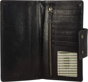 Genuine Leather RFID Blocking Long Wallet – Vintage Bifold for Men by Mou Meraki (BUBBLES BLACK)